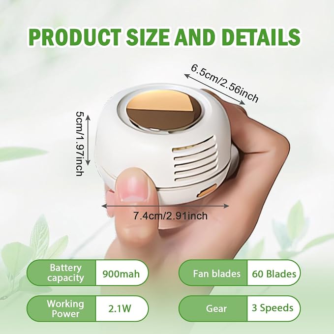 Portable Silent Mini Bladeless Fan Clip on, Portable Silent Mini Bladeless - Image 2