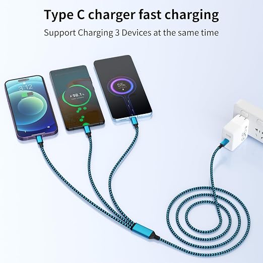 100W USB C Multi Charging Cable, 3 in 1 USB C Cable Fast Charging - Image 2