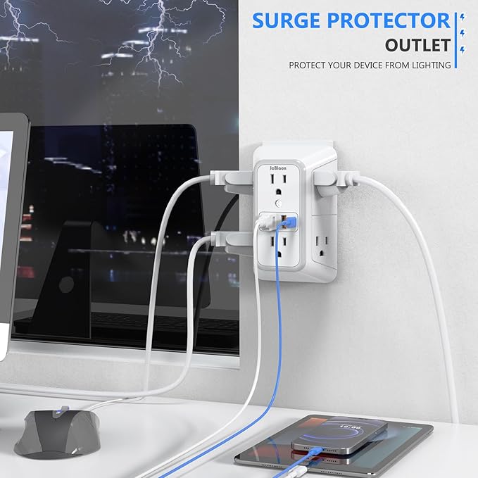 3 Pack Surge Protector Outlet Extender, 6 Outlet Splitter - Image 4