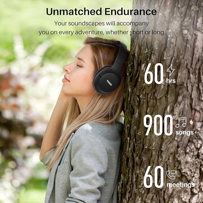 TOZO HT2 Hybrid Active Noise Cancelling Headphones, Wireless Over Ear Bluetooth - Image 5