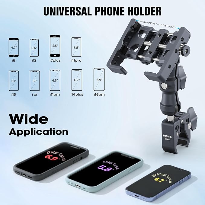 Riding Phone Holder Kit, Include Dual Socket Arm/Handlebar Strong Rod - Image 4