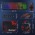 BlueFinger RGB Gaming Keyboard and Backlit Mouse and Headset Combo, USB Wired - Image 8