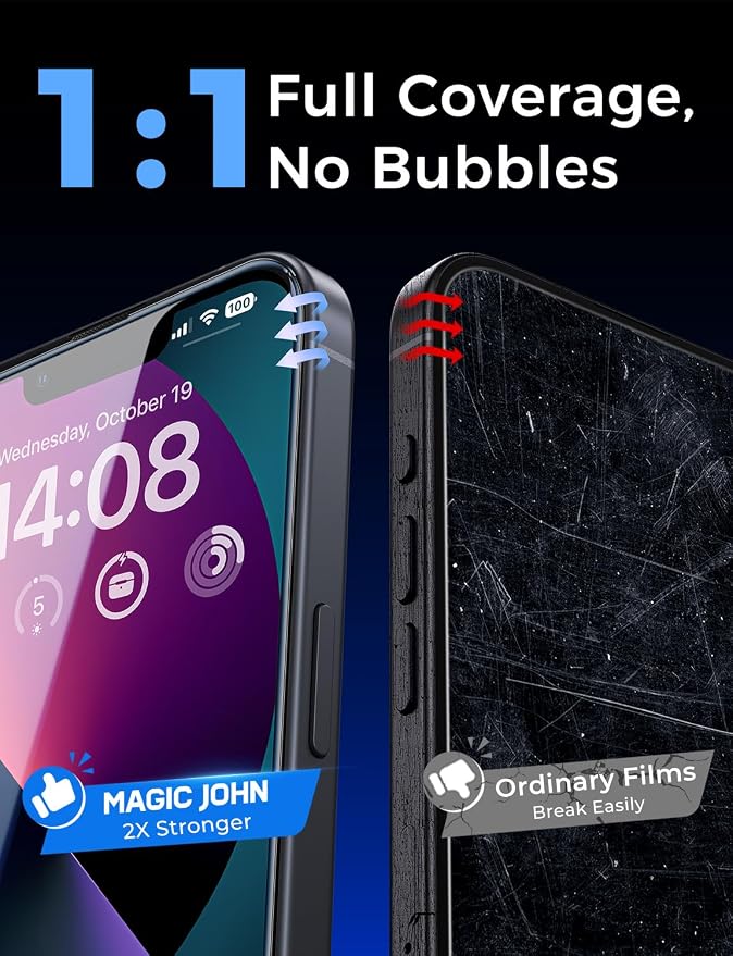 MAGIC JOHN 2 Pack for iPhone 13/14& iPhone 13 Pro 6.1 inch Tempered Glass - Image 7