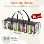Lifewit CD Storage Bags 16 Pack, Front Window Zipper Design, Stackable Media - Image 2