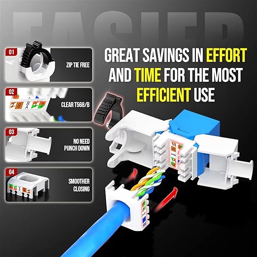 AMPCOM CAT6 RJ45 Keystone Jack - Image 3