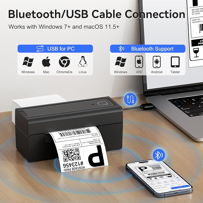 Bluetooth Thermal Shipping Label Printer, Wireless 4x6 Shipping Label Printer - Image 2