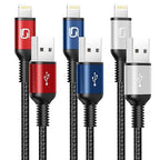 iPhone Charger 10FT Long Cable 3Pack USB-A to Lightning Cable Nylon Braided by OHBOX