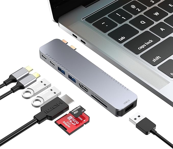 BHHB USB C Hub Adapter for MacBook Pro Air Docking Station 8-in-2 for Mac Book by BHHB