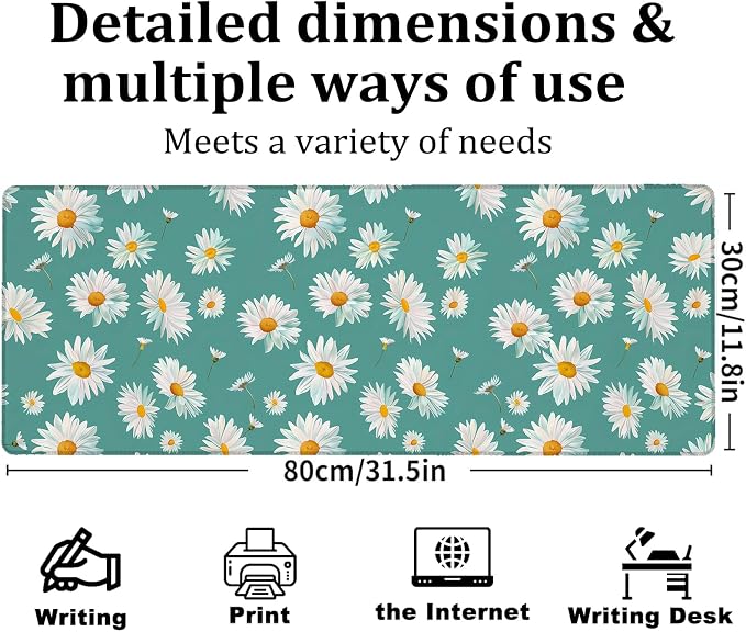 Daisy Gaming Mouse Pad, Large Office Desk Mat, Anti-Slip Rubber Base Mousepad - Image 3