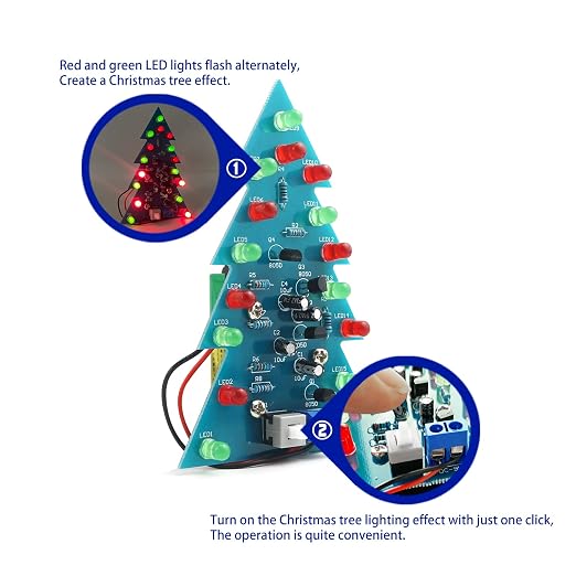 Soldering Practice Kit DIY Mini 2-Color Xmas Tree Plug-in Circuit Kit Learn - Image 4