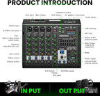 6 Channel Audio Interface Dj Mixer Soundboard Console 99 Dsp Reverb Delay - Image 2