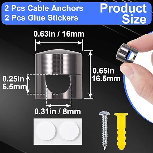 2 Sets Charger Holders for Cords, Adhesive Metal Cord Clips, Cable Management - Image 2