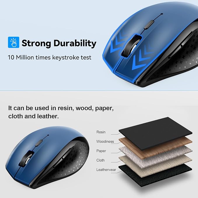 TECKNET Bluetooth Mouse, 4800 DPI Wireless Mouse, 2-Year Battery 6 Adjustable - Image 5