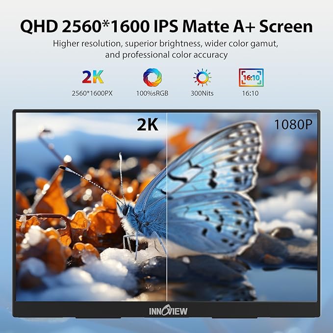 InnoView 18 Inch 260Hz Portable Gaming Monitor, 2K QHD 100% DCI-P3 Portable - Image 3