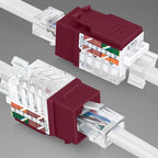 Everest 45° Angled RJ45 Cat6A Keystone Jacks 10-Pack in Red - Image 8