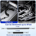 USB to USB-C and Lightning Cable Combo, 2 in 1 Coiled iPhone Charger Cable - Image 8