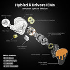 BASN BmasterX in Ear Audio Monitor, Hybrid 6 Drivers IEM Earphones - Image 2