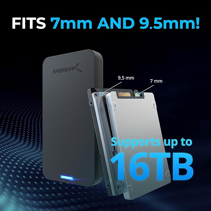 SABRENT 2.5 Inch SATA to USB 3.0 Tool Free External Hard Drive Enclosure Black - Image 5