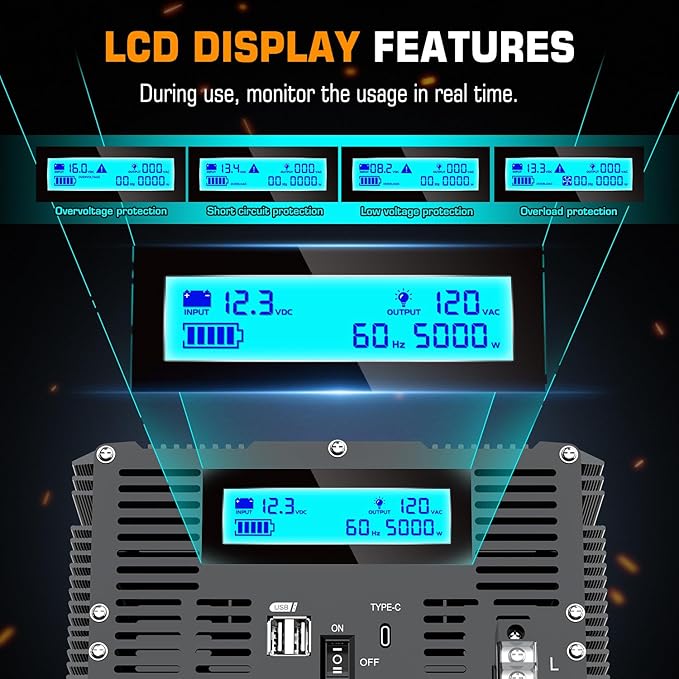 5000 Watt Power Inverter 12V DC to 110V 120V Converter - Image 4