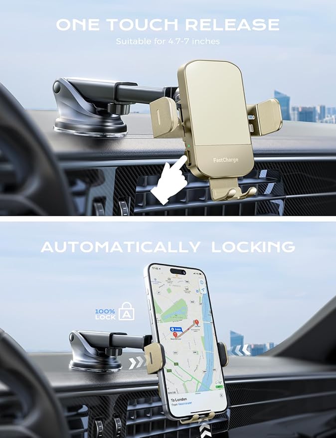 Wireless Car Charger, 15W Fast Charging Auto Clamping Car Charger Phone Mount - Image 4