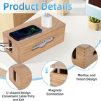 3PCS Wooden Cable Management Box Kit Wooden Cable Hider Storage Box Cord - Image 2