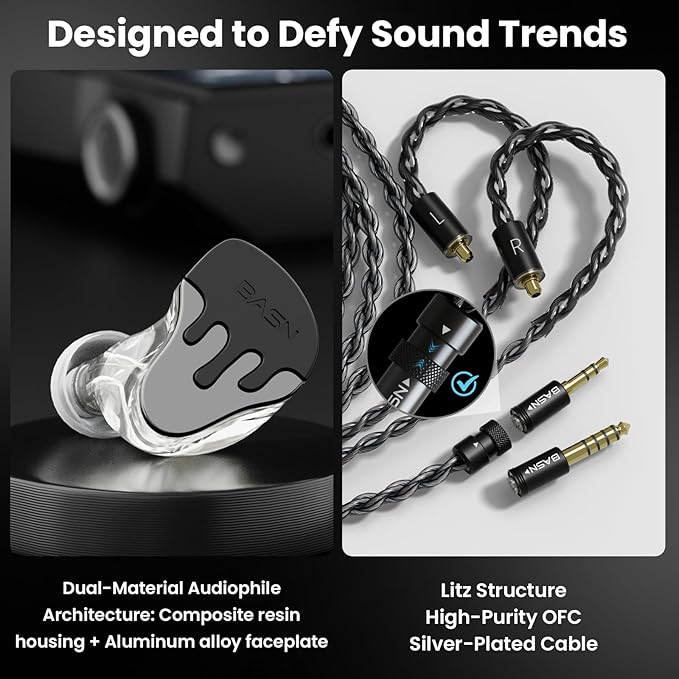 BASN BmasterX in Ear Audio Monitor, Hybrid 6 Drivers IEM Earphones - Image 3
