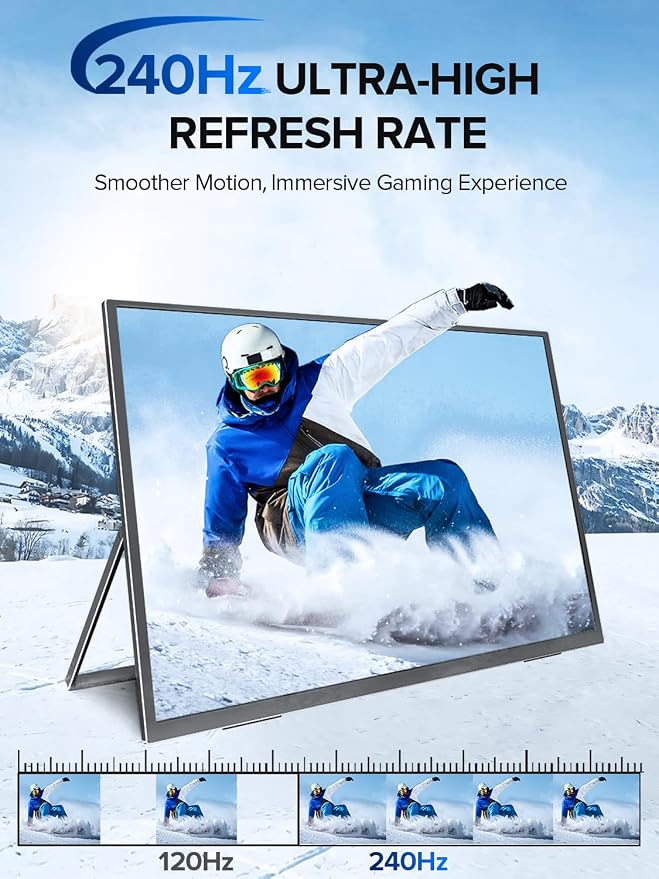 UPERFECT 24.5" Portable Monitor 240Hz Gaming Monitor 1200:1 Contrast FreeSync - Image 3