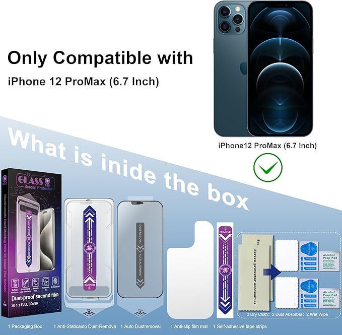 2 Pack Matte Screen Protector for iPhone 12 Pro Max 6.7-Inch Auto Dust Removal - Image 2