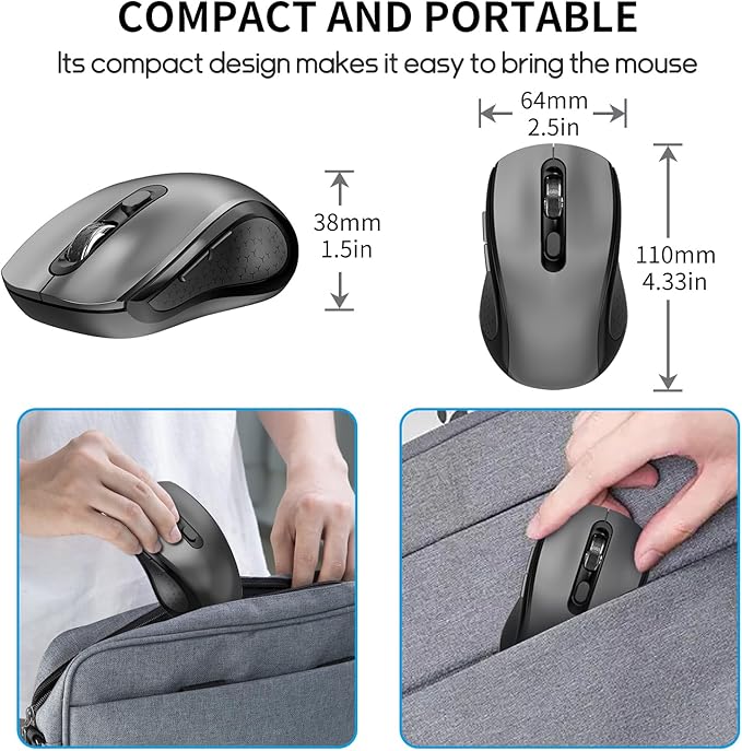 Wireless Mouse with Side Buttons, 2400 DPI, Anti Slip Scroll Wheel, Suitable - Image 6