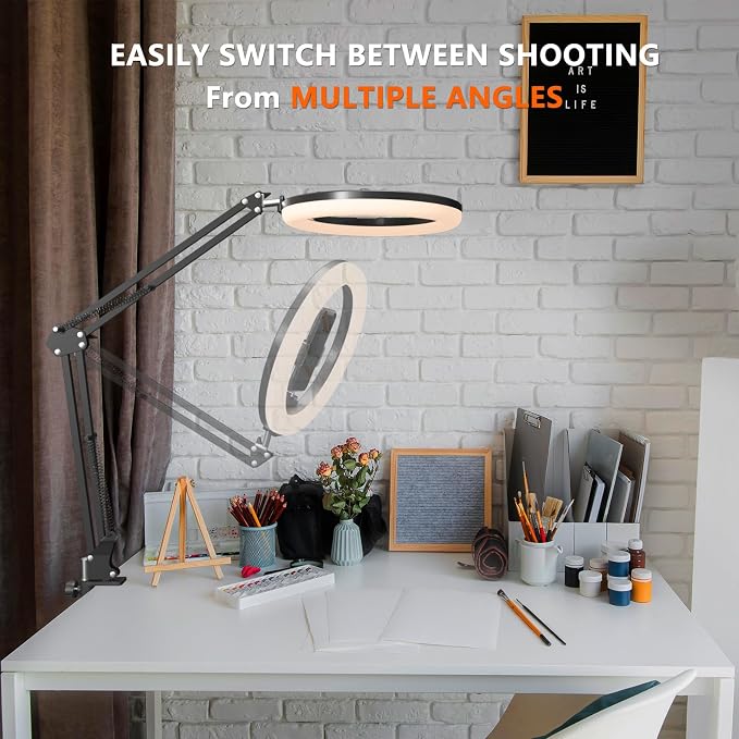 Overhead Phone Mount with Ring Light, 10’’ LED Selfie Light - Image 2