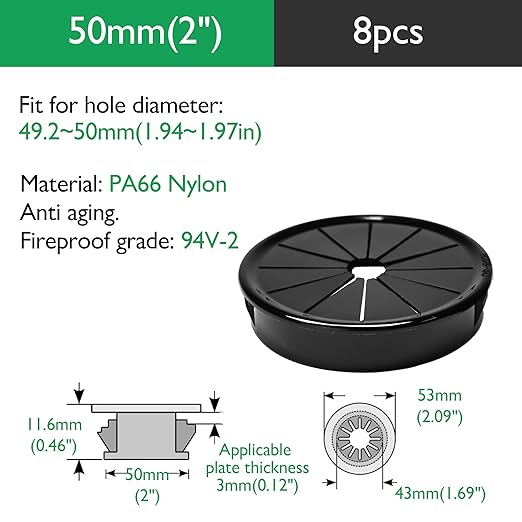 8PCS Cable Grommets, Wire Hole Cover Insert - Image 9
