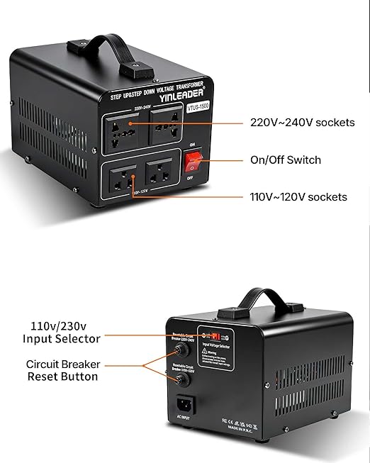 Yinleader 1500W 110V to 220V or 220V/230V/240V to 110V/120V Power Converter - Image 4
