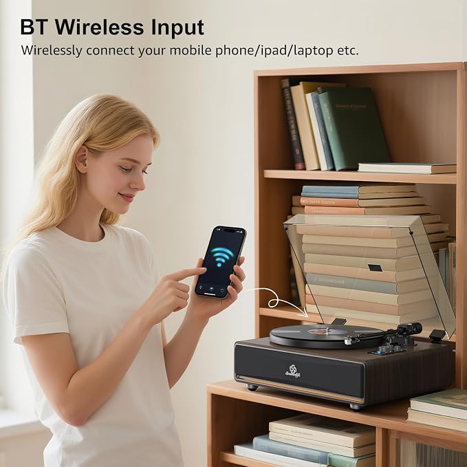 Vinyl Record Player Built in HiFi Stereo Speakers BT Wireless Input Belt Drive - Image 6