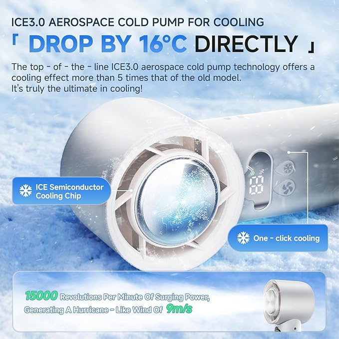 Portable Cooler Handheld Fan, 15000RPM 24H Max Cooling Time Highly Speed Hand - Image 4