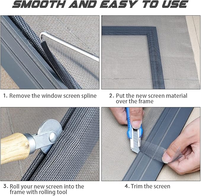 Screen Repair Kit Easy DIY Project 36" x 90" Fiberglass Screen Mesh - Image 6
