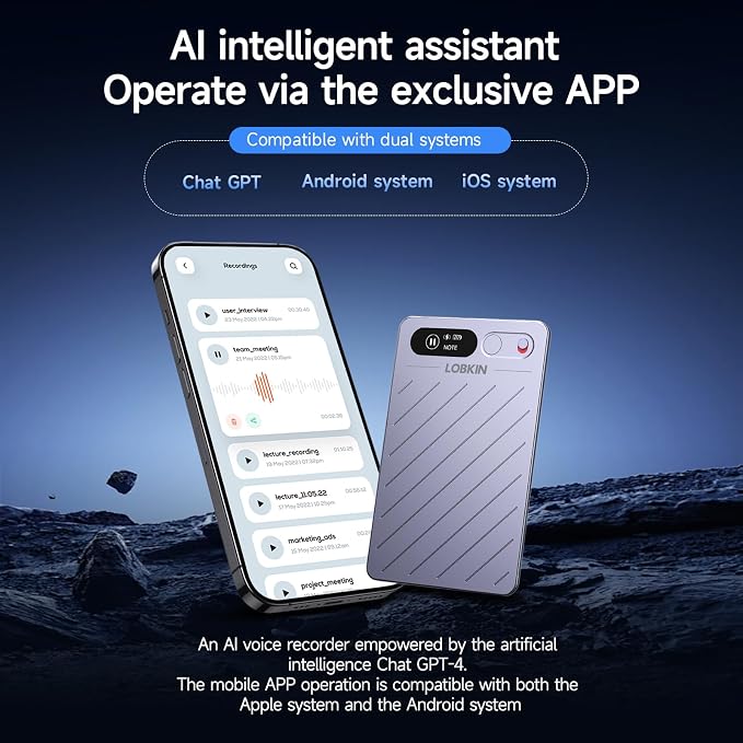 LOBKIN Ai Voice Recorder with Transcribe & Summarize, Note Voice Recorder - Image 2