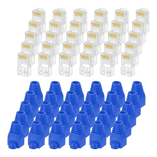 MECCANIXITY 30pcs Cat6 RJ45 Pass Through Connectors, RJ45 Connector 8P8C Gold by MECCANIXITY