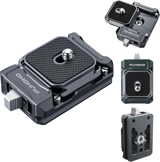 Camera Quick Release Plate Kit, w 1/4" to 3/8" Screw Thread, Quick Release by Pukoko