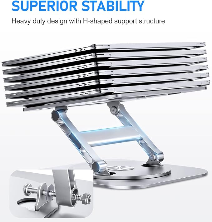 Adjustable Laptop Stand with 360 Rotating Base, Stable Computer Stand - Image 3