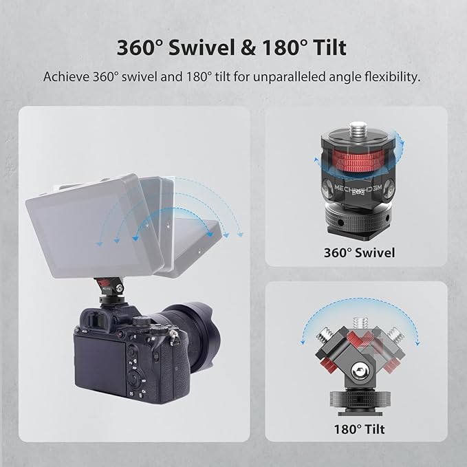 Mini Camera Monitor Mount with Cold Shoe, Aluminum Cold Shoe Mount Adapter with - Image 3