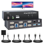 HDMI KVM Switch 2 Monitors 2 Computers 4K@60Hz USB 3.0 KVM Switcher Share Dual by BolAAzuL
