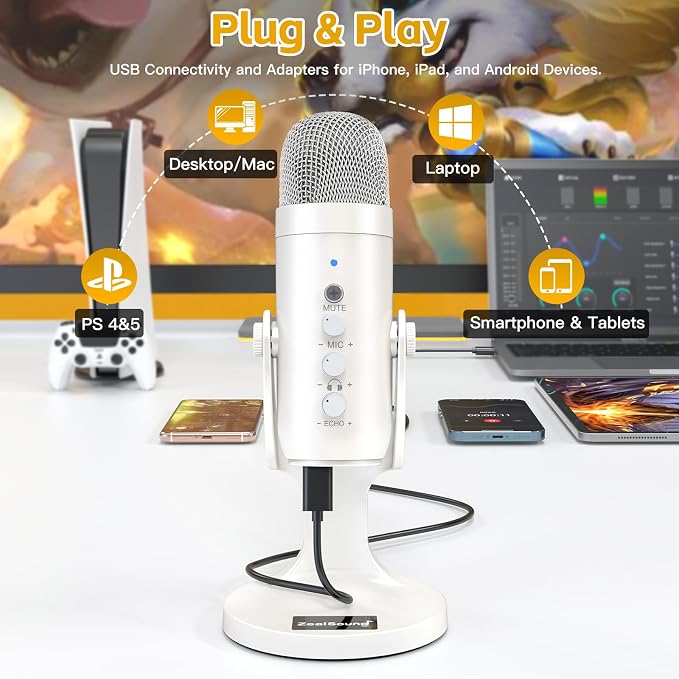 ZealSound USB Microphone, Quick Mute Noise Cancel - Image 2