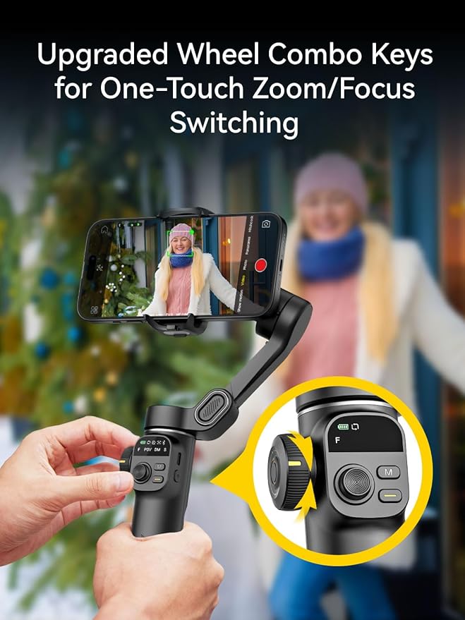 Gimbal Stabilizer for iPhone, 3-Axis iPhone Gimbal Built in 7.8' Extension Rod - Image 6