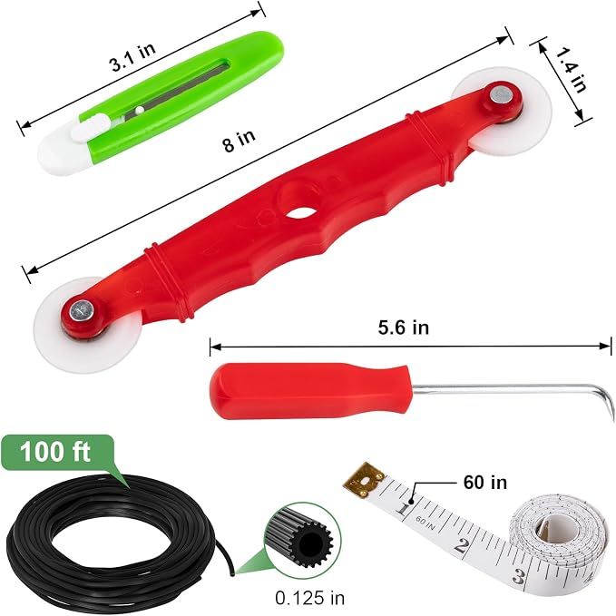 Window Screen Repair Kit, Screen Door Repair Kit, 0.125"X100' Screen Spline - Image 2
