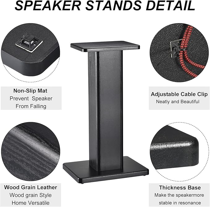MECCANIXITY Wood Speaker Stands, 2 Pack 19.7 Inch Universal Speaker Stand - Image 3