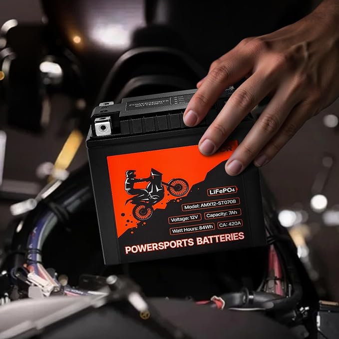 VEVOR Motorcycle Battery, 12 Volt 7Ah, LiFePO4 Lithium Pre-Charged Powersports - Image 8
