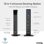 Plugable 13-in-1 USB C Docking Station 4K Triple Monitor - Image 2
