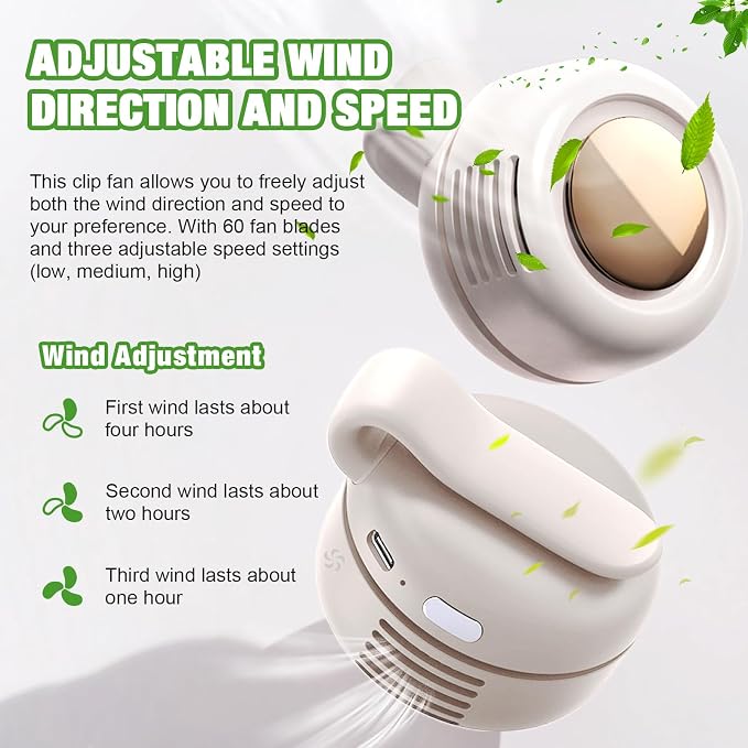 Portable Silent Mini Bladeless Fan Clip on, Portable Silent Mini Bladeless - Image 4