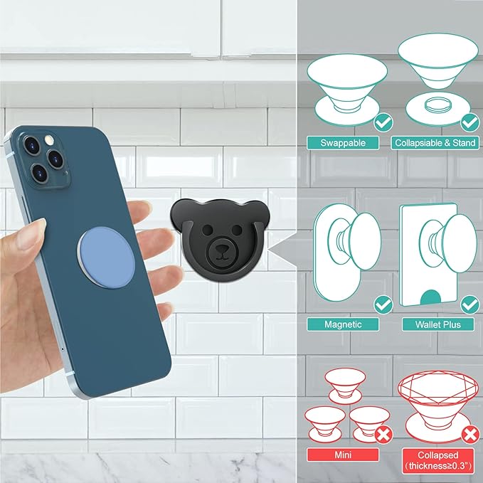 TOPGO Socket Car Mount for Phone Holder Cute Bear Style Silicone Grip Stand - Image 6