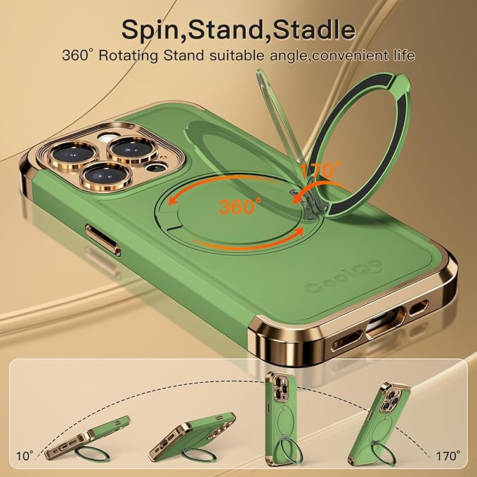 COOLQO for iPhone 15 Pro Max Case 6.7'' Upgraded 360° Spin Magnetic Stand - Image 3